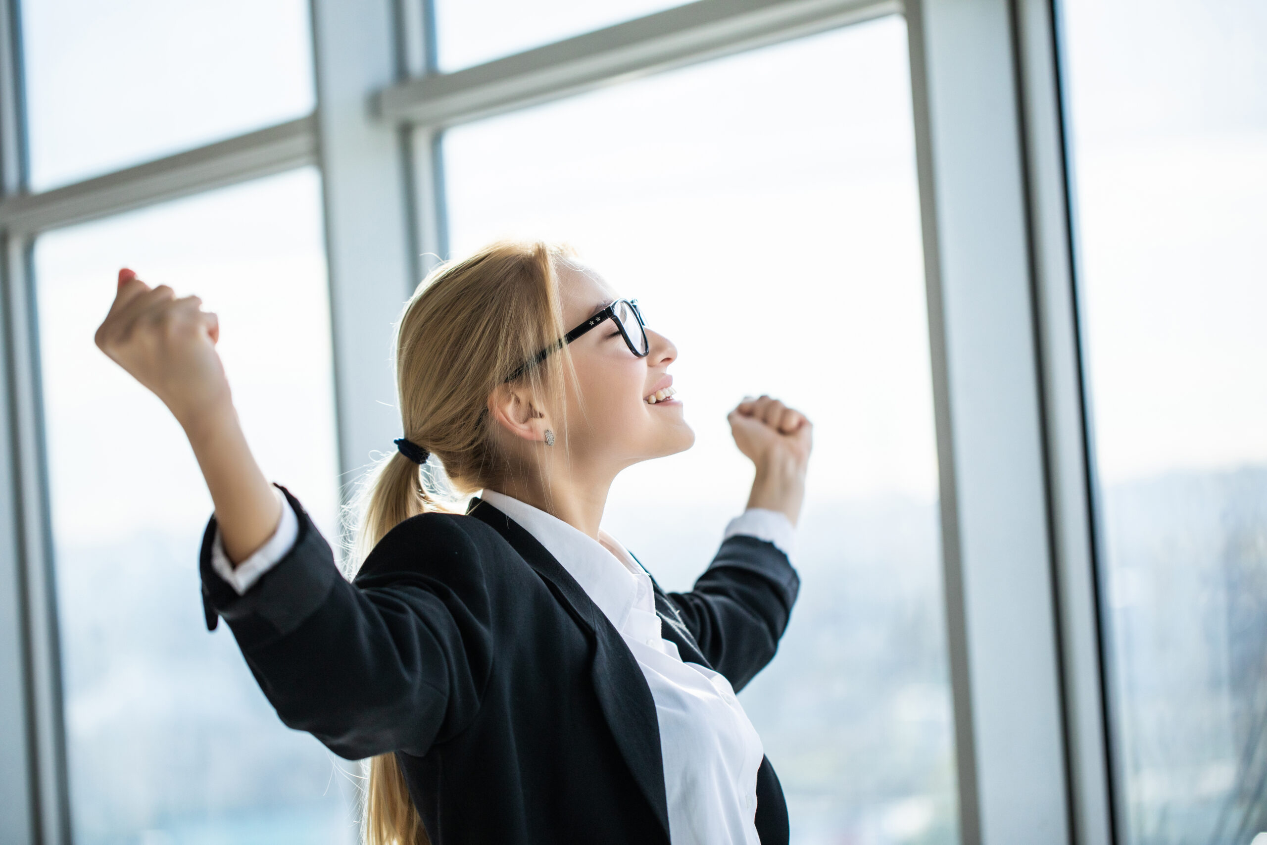 Business woman excited